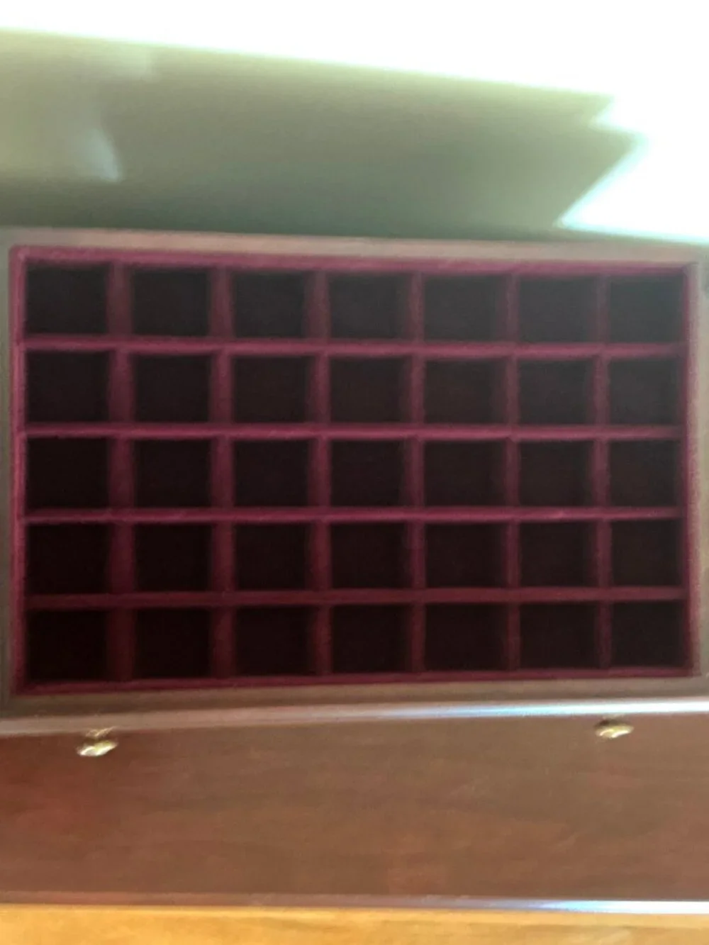 VGUC Reed & Barton Cherry 2-Drawer Jewelry Chest / Box w/ Burgundy Velvet Lining